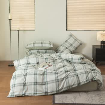 MUJI MJ-TJ25-76 — комплект постельного белья из стираного льна, 4 предмета, 200 × 230 см